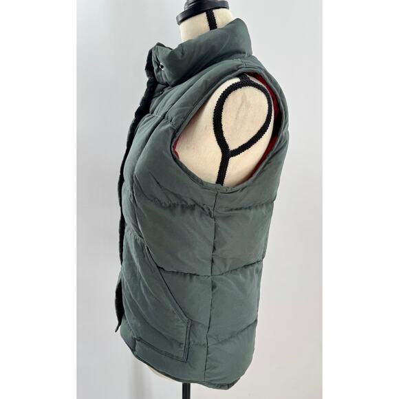 Columbia Womens Retro Green Puffer Vest Blanket Flannel Lined Down XS Cozy Warm - Picture 4 of 11
